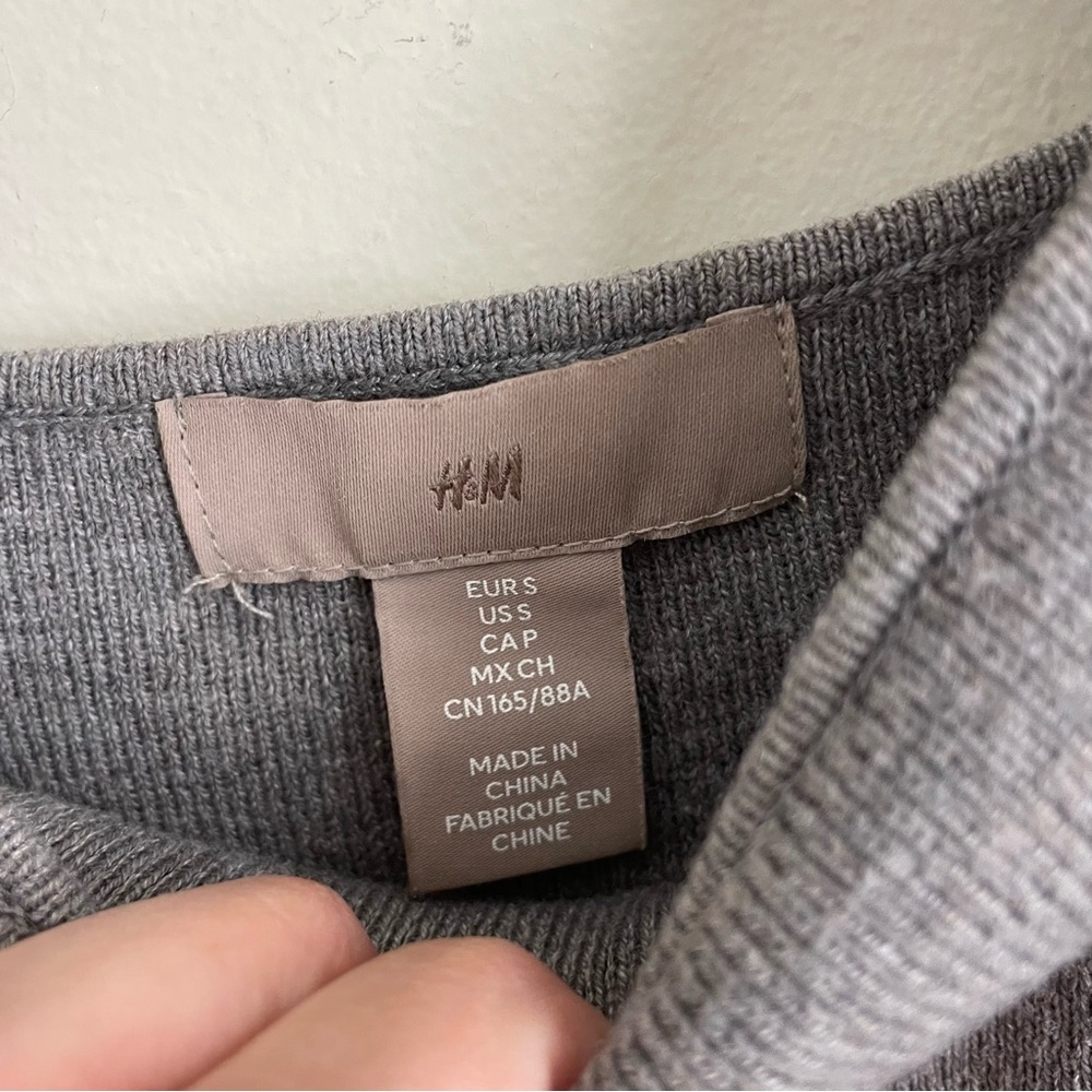 H&M Knit Wool Blend Cropped Sleeveless Top Gray Square Neck S - Picture 7 of 8